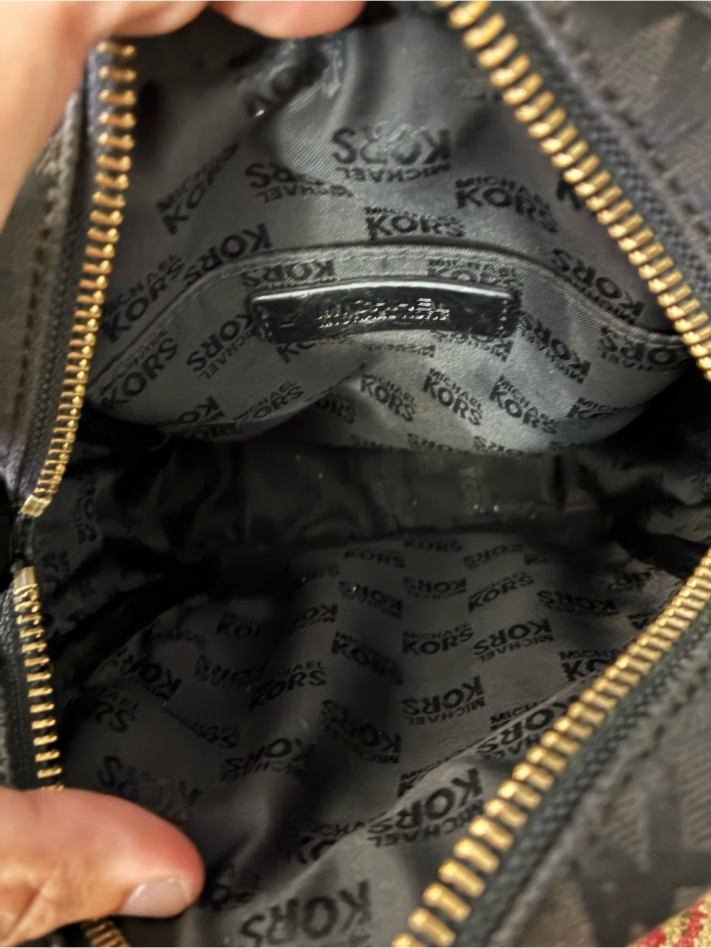 Michael Kors Black MK Monogram Crossbody Messenger - Picture 5 of 7